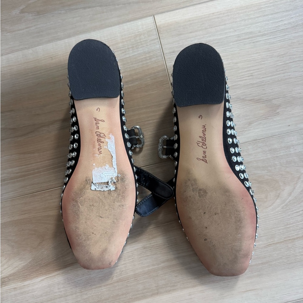 Sam Edelman Black Flats with Silver Studs - Picture 4 of 4